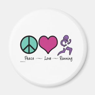 Peace Love Running Magnet