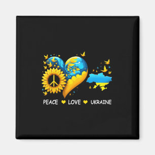 Peace Love S Ukraine Peace Sign Sunflower Flag Ukr Magnet