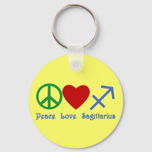 Peace Love Sagittarius Astrology Products Key Ring
