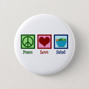 Peace Love Salads Cute Salad Bar 6 Cm Round Badge