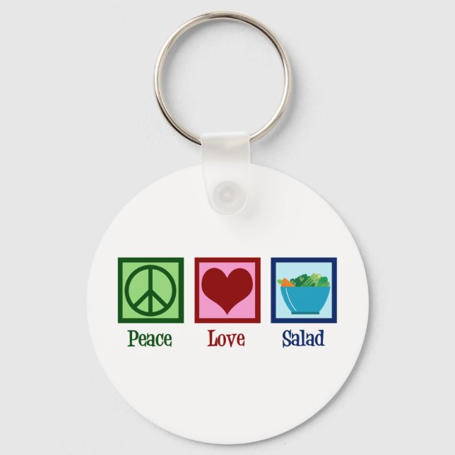 Peace Love Salads Cute Salad Bar Key Ring (Front)