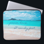 Peace Love Sandy Feet Hawaii Tropical Beach Photo Laptop Sleeve<br><div class="desc">“Peace, love & sandy feet.” Remind yourself of the fresh salt smell of the ocean air whenever you use this stunning vibrantly-coloured photography neoprene laptop sleeve. Exhale and explore the solitude of an empty Hawaiian beach. This laptop sleeve comes in three sizes: 15", 13", and 10”. Makes a great gift...</div>