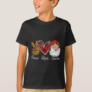 Peace Love Santa Leopard Buffalo Christmas 2021  T-Shirt