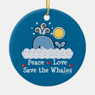 Peace Love Save The Whales Ornament