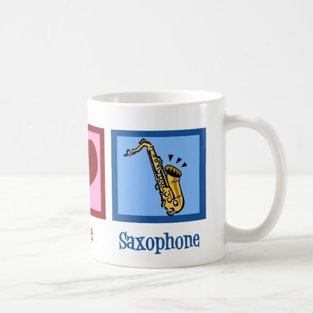 Peace Love Saxophone Coffee Mug (Right)