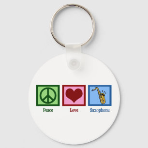 Peace Love Saxophone Key Ring