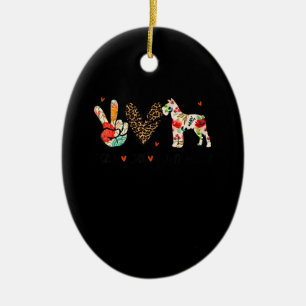Peace Love Schnauzer Funny Gift Dog Lover Ceramic Tree Decoration