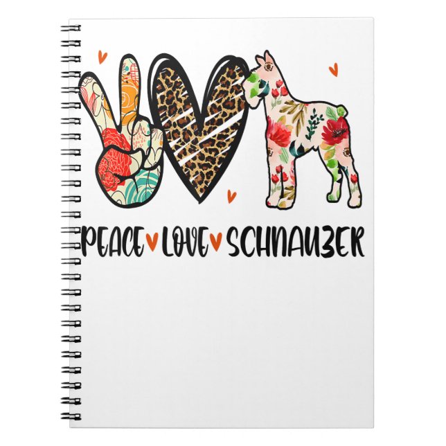 Peace Love Schnauzer Funny Gift Dog Lover Notebook (Front)