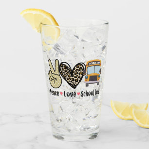 Peace, Love, School Bus Glass