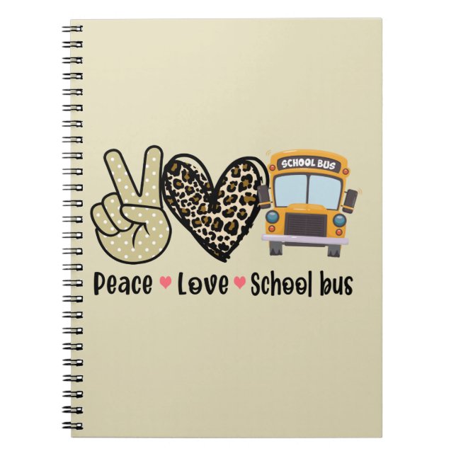Peace, Love, School Bus Notebook (Front)