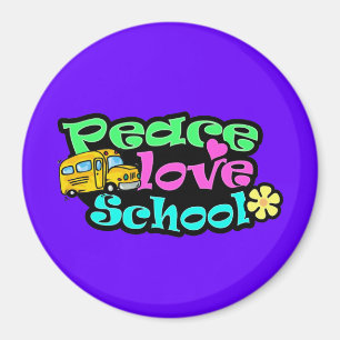 Peace, Love, School; Retro Magnet