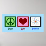 Peace Love Science Poster<br><div class="desc">Cool gift for a science teacher,  scientist,  or just a geek that love to learn about how the world works. Cute Peace Love Science design with a peace sign,  heart,  and atom model.</div>