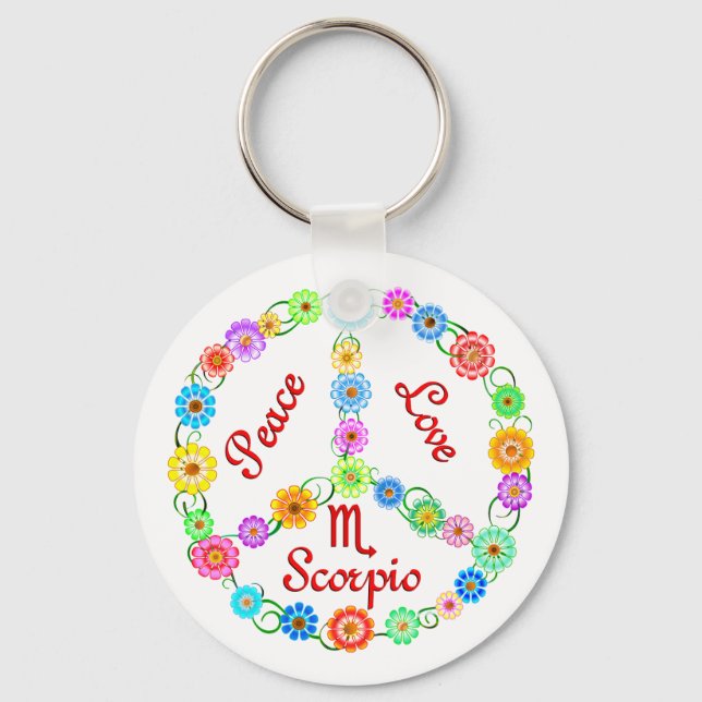 Peace Love Scorpio Key Ring (Front)