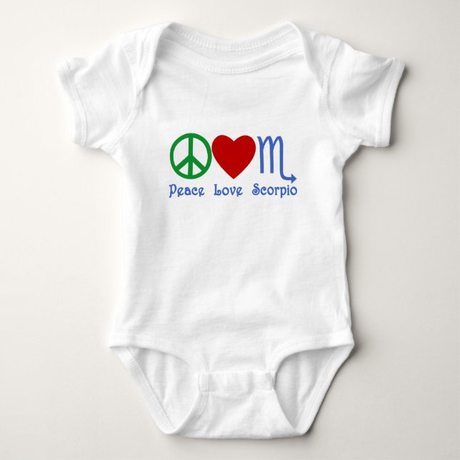 Peace Love Scorpio Zodiac Design Baby Bodysuit (Front)