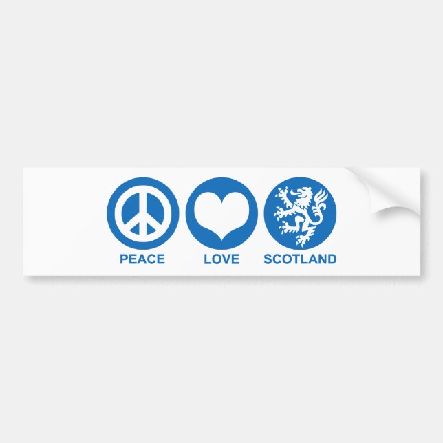 Peace Love Scotland Bumper Sticker (Front)