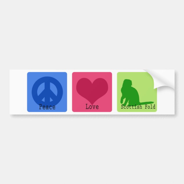Peace Love Scottish Fold Bumper Sticker (Front)