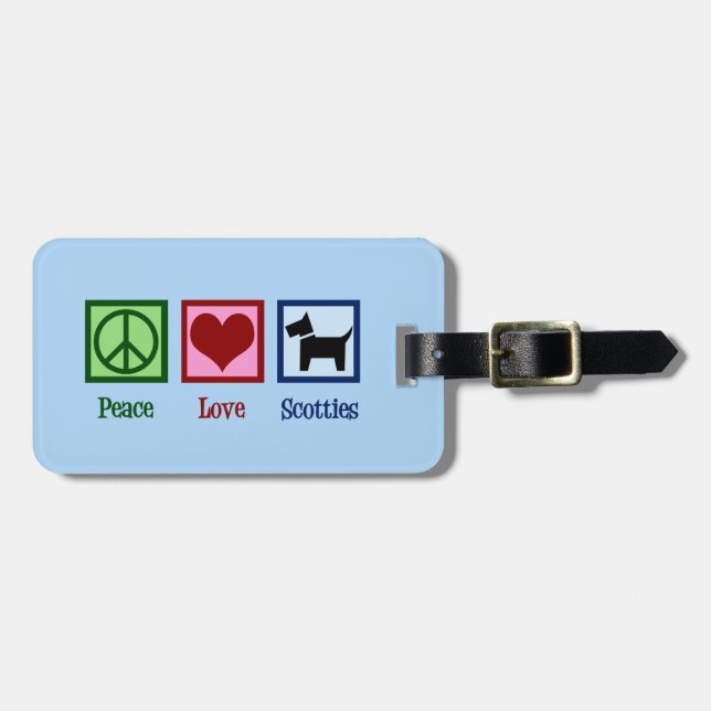 Peace Love Scottish Terrier Luggage Tag (Front Horizontal)
