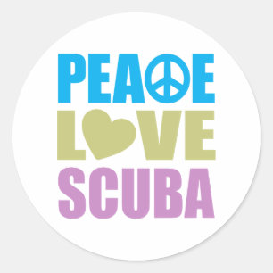 Peace Love Scuba Classic Round Sticker