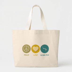 Peace Love Scuba Dive Large Tote Bag