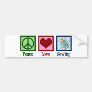 Peace Love Sewing Cute Seamstress Bumper Sticker