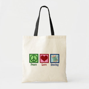 Peace Love Sewing Cute Seamstress Tote Bag