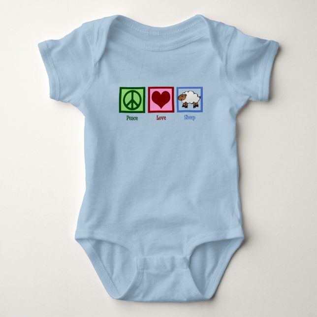 Peace Love Sheep Cute Farm Animal Baby Bodysuit (Front)