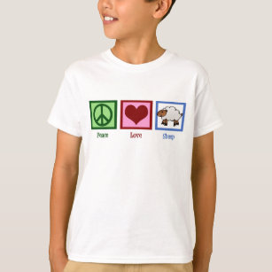 Peace Love Sheep Cute Farm Animal Kids T-Shirt