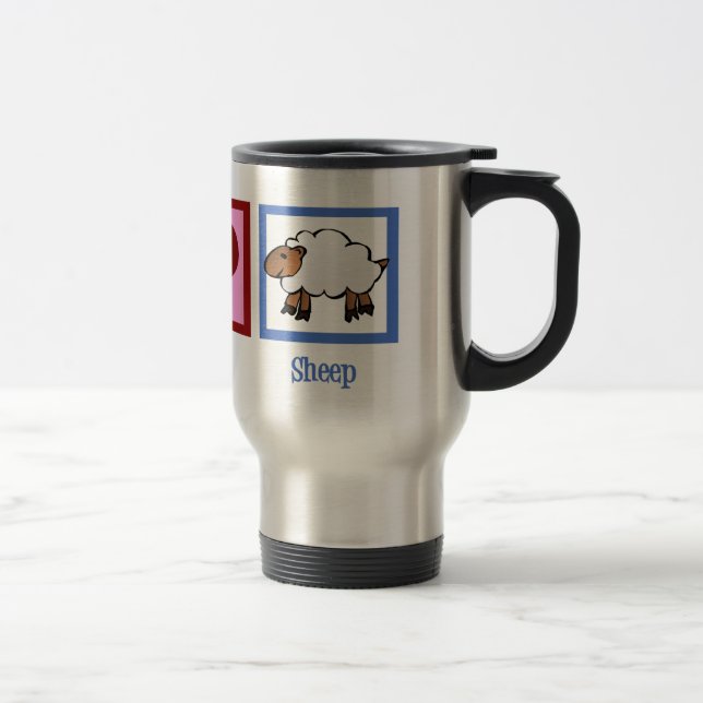 Peace Love Sheep Travel Mug (Right)