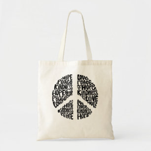 PEACE LOVE Shirt 60s 70s Tie Dye Hippie Halloween Tote Bag