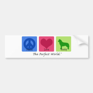 Peace Love Siberian Husky Bumper Sticker