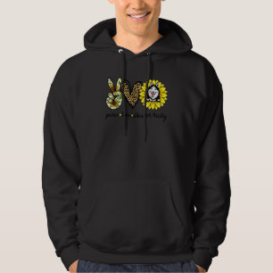 Peace Love Siberian Husky Dog Sunflower Hoodie
