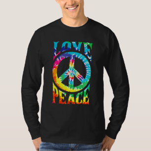 PEACE LOVE Sign 60s 70s Tie Dye Hippie Costume Ret T-Shirt