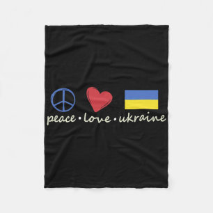Peace Love Sign Ukraine Colors Retro Vintage Look Fleece Blanket