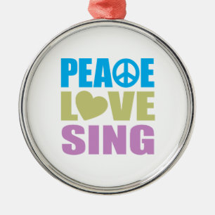 Peace Love Sing Metal Tree Decoration