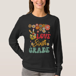 Peace Love Sixth Grade  Back To School Teacher Kid T-Shirt