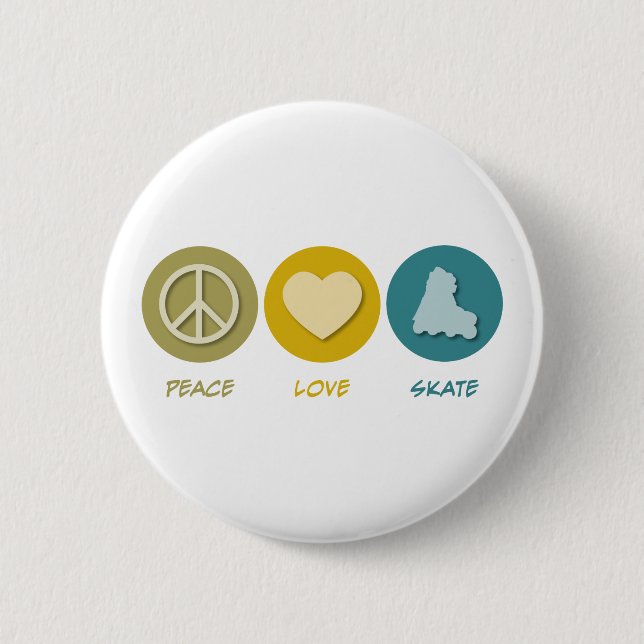 Peace Love Skate 6 Cm Round Badge (Front)