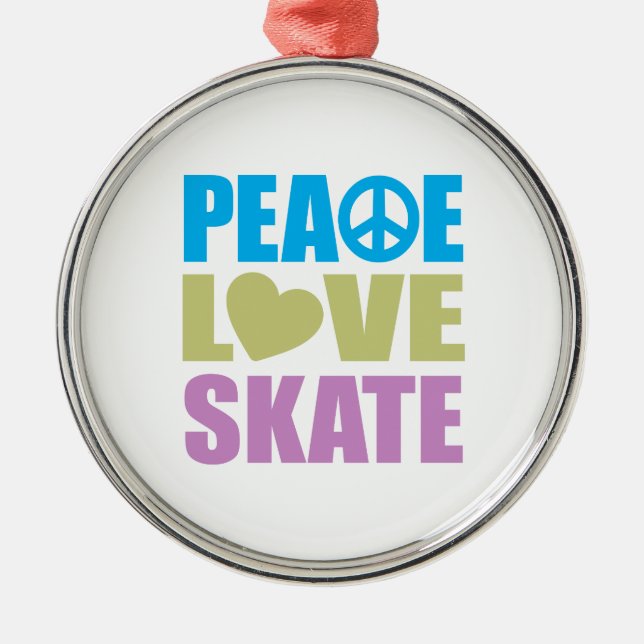 Peace Love Skate Metal Tree Decoration (Front)