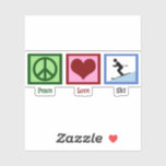 Peace Love Ski<br><div class="desc">A cute skiing gift for an avid skiier who loves to take to the slopes in winter. A peace sign,  heart,  and a person on skis coasting down a snowy mountain in pretty blue. A ski Christmas present. Peace Love Ski.</div>