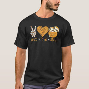 Peace Love Sloth Hand Sign Heart Sloth T-Shirt