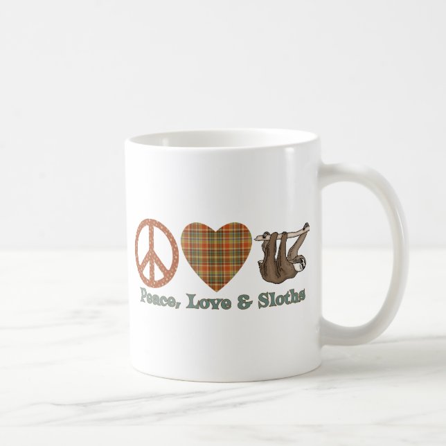 Peace, Love & Sloths Coffee Mug (Right)