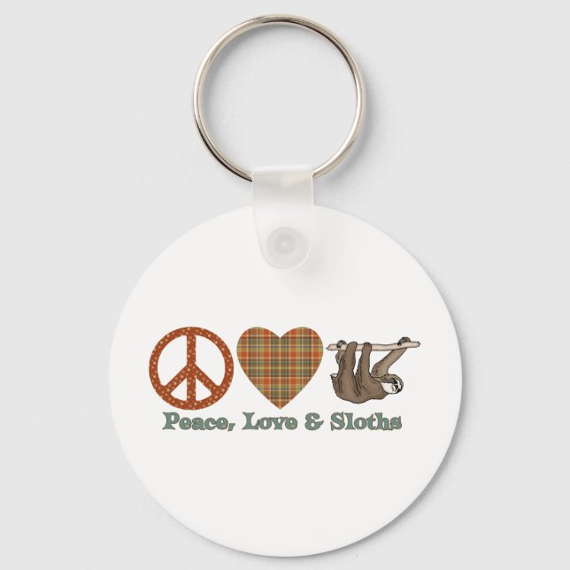 Peace, Love & Sloths Key Ring (Front)