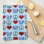 Peace Love SLP Speech Language Pathology Tea Towel<br><div class="desc">Speech language pathologist gift that have a PEACE LOVE SLP pattern for a speech therapist who works in speech language pathology to help others speak.</div>