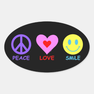 Peace Love Smile Oval Sticker