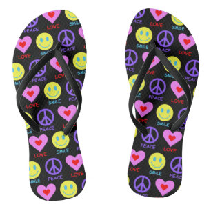 Peace Love Smile Pattern Jandals