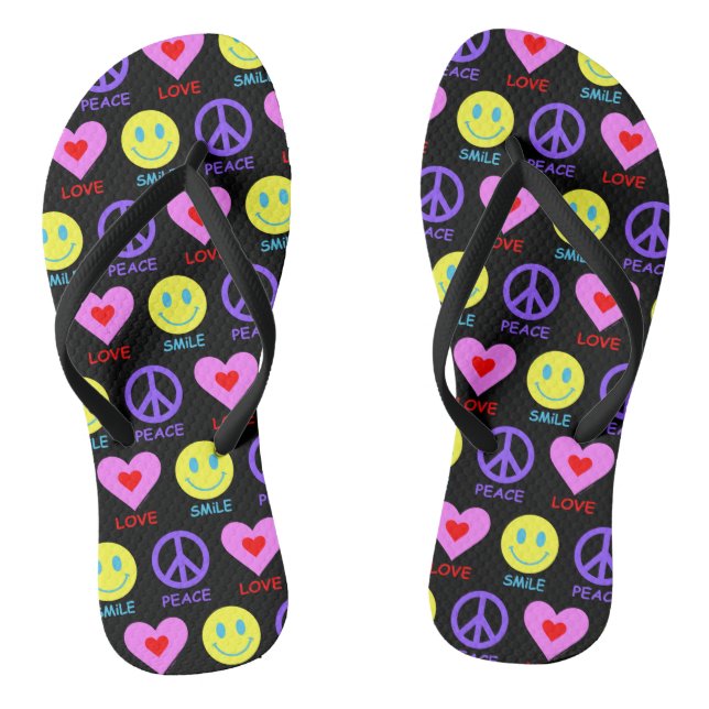 Peace Love Smile Pattern Jandals (Footbed)