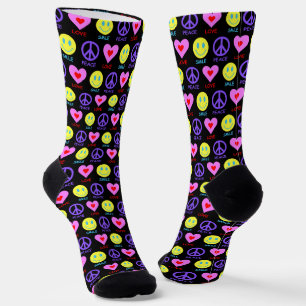 Peace Love Smile Pattern Socks