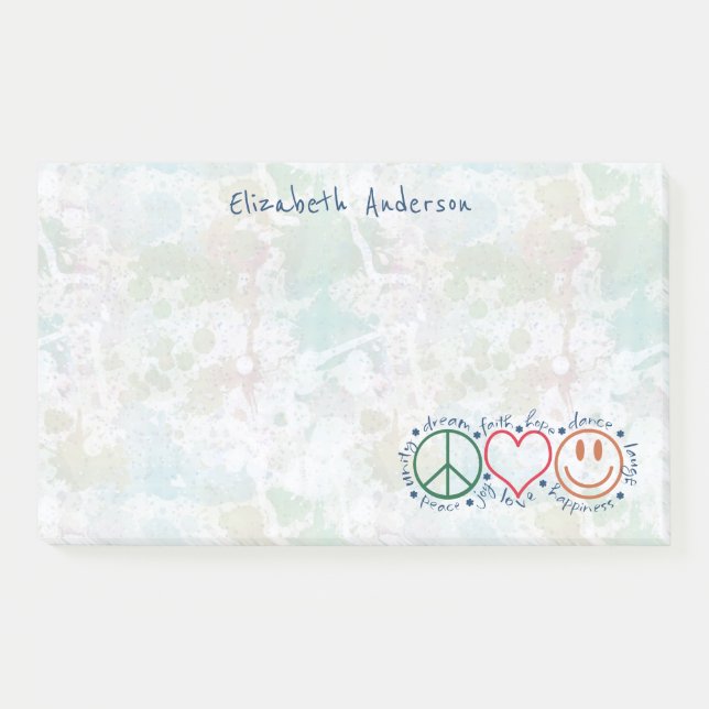 Peace Love Smile Personalize | Large Post-it Notes (Front)