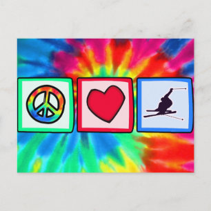 Peace, Love, Snow Skiing Postcard