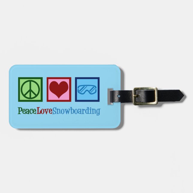 Peace Love Snowboarding Custom Snowboarder Luggage Tag (Front Horizontal)