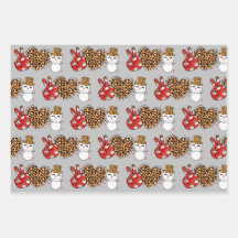Peace Love Snowman Wrapping Paper Flat Sheet SET 3